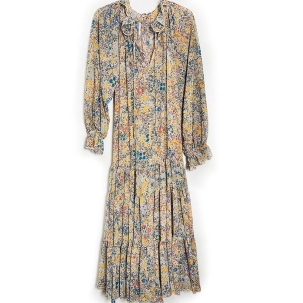 Free People Floral Maxi Dress in Blue and Cream - Picture 2 of 2
